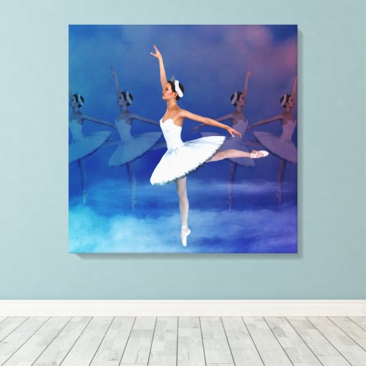 Swan Lake Geïnspireerd Classical Ballet Scene Canv Canvas Afdruk (Insitu (Houten vloer))