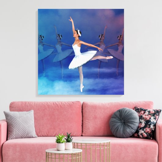 Swan Lake Geïnspireerd Classical Ballet Scene Canv Canvas Afdruk (Insitu (Woonkamer))