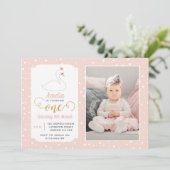 Swan Lake Girls 1st Birthday Invitation Kaart (Staand voorkant)