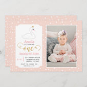 Swan Lake Girls 1st Birthday Invitation Kaart (Voorkant / Achterkant)