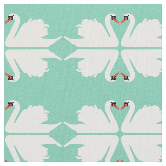 Swan Lake Mirror afbeelding Fabric Stof (Close Up)