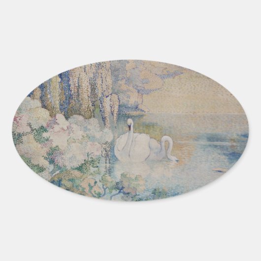 Swan Lake Ovale Sticker (Voorkant)