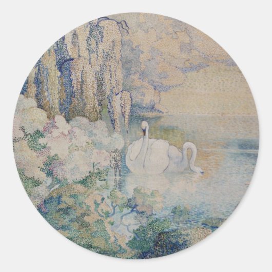 Swan Lake Ronde Sticker (Voorkant)