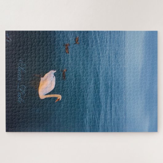 Swan Lake Uitzicht Fotografie Aangepaste tekst Moe Legpuzzel (Horizontaal)