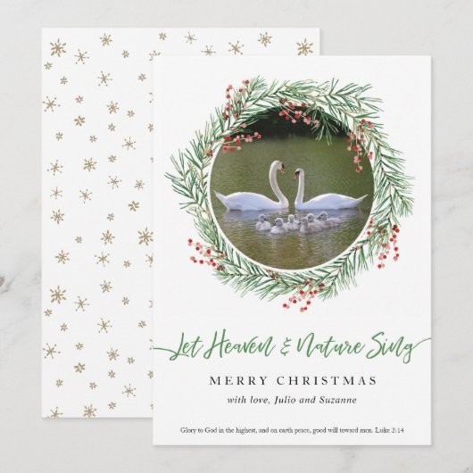 Swan Let Heaven & Natuur Sing Feestdagenkaart (Voorkant / Achterkant)