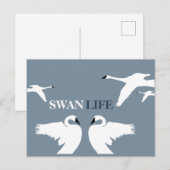 Swan Life, Elegant Swan Briefkaart (Voorkant / Achterkant)