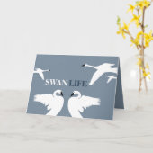 Swan Life, Elegant Swan Kaart (Gele Bloem)
