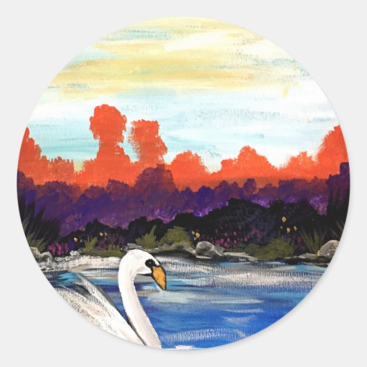 Swan Life Ronde Sticker (Voorkant)