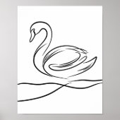 Swan Line Art Poster | Irish River Wildlife (Voorkant)
