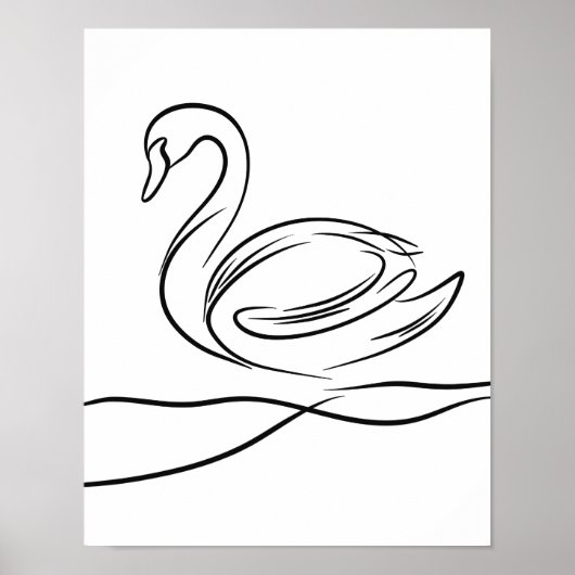 Swan Line Art Poster | Irish River Wildlife (Voorkant)