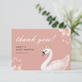 Swan Little Princess Baby shower Bedankkaart (Staand voorkant)