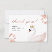 Swan Little Princess Baby shower Bedankkaart (Voorkant)