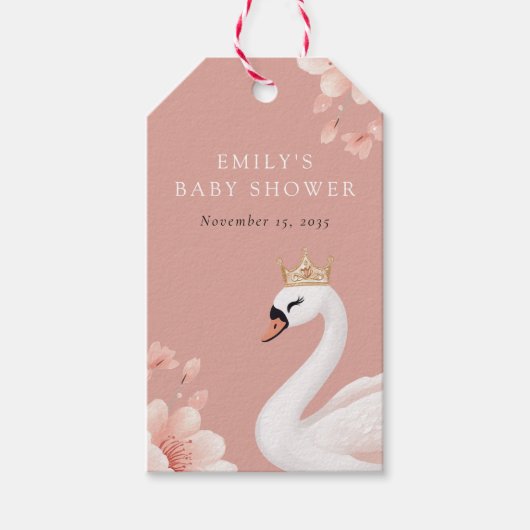Swan Little Princess Baby shower Cadeaulabel (Voorkant)