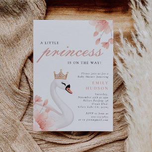 Swan Little Princess Baby shower Kaart