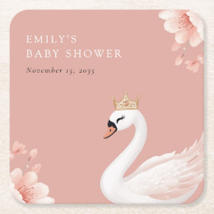 Swan Little Princess Baby shower Kartonnen Onderzetters