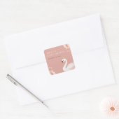 Swan Little Princess Baby shower Vierkante Sticker (Envelop)