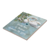 Swan Love Bird Wedding 9th Wedding Jubileum Tegeltje (Zijkant)
