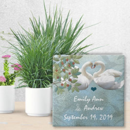 Swan Love Bird Wedding 9th Wedding Jubileum Tegeltje