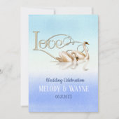Swan Love Elegance bruiloft uitnodiging (Voorkant)