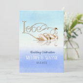 Swan Love Elegance bruiloft uitnodiging (Staand voorkant)