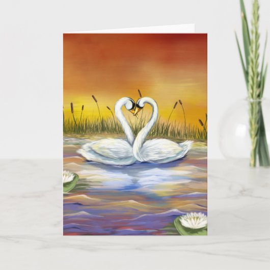 Swan Love Feestdagen Kaart (Voorkant)