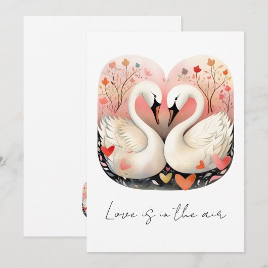 Swan Love in the Heart of the Forest Bedankkaart (Voorkant / Achterkant)
