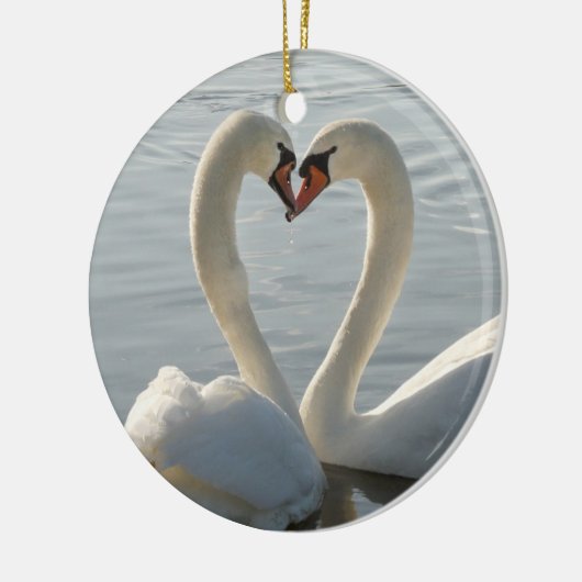 Swan Love Keramisch Ornament (Links)