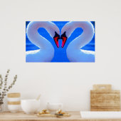 Swan Love, Romantic Heart Shaped Necks Poster (Keuken)