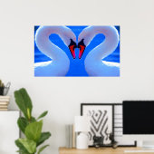 Swan Love, Romantic Heart Shaped Necks Poster (Thuiskantoor)