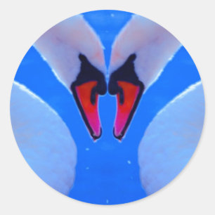 Swan Love, Romantic Heart Shaped Necks Ronde Sticker
