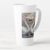 Swan Love Valentine Elegant Romantic Bird Latte Mok (Rechterhoek)