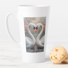 Swan Love Valentine Elegant Romantic Bird Latte Mok