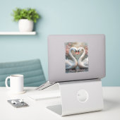 Swan Love Valentine Elegant Romantic Bird  Sticker (Laptop op bureau)