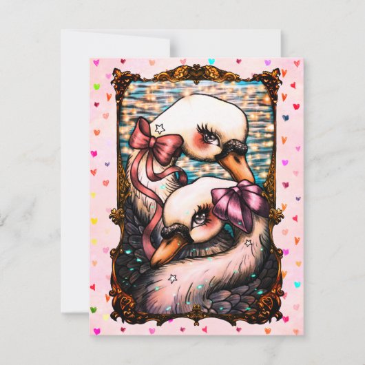 Swan lovers RSVP kaartje (Voorkant)
