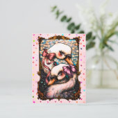 Swan lovers RSVP kaartje (Staand voorkant)