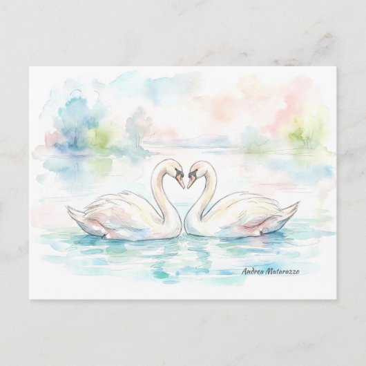 Swan Lovers - Valentine's Day Feestdagenkaart (Voorkant)