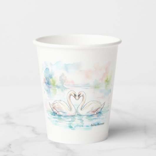 Swan Lovers - Valentine's Day Papieren Bekers (Voorkant)