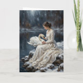 Swan Maiden Winter Lake Romance Fantasy Art Kaart (Achterkant)