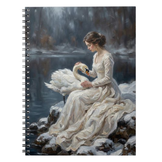 Swan Maiden Winter Lake Romance Fantasy Art Notitieboek (Voorkant)