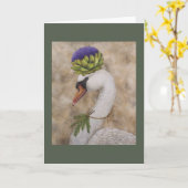 Swan met artisjok en rozemarijn wenskaart kaart (Gele Bloem)