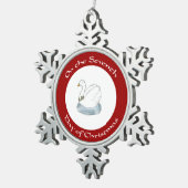 Swan met Holly 7e dag kerstversiering Tin Sneeuwvlok Ornament (Rechts)