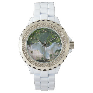 Swan met Wings Spread Horloge