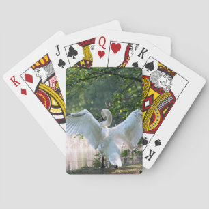 Swan met Wings Spread Pokerkaarten