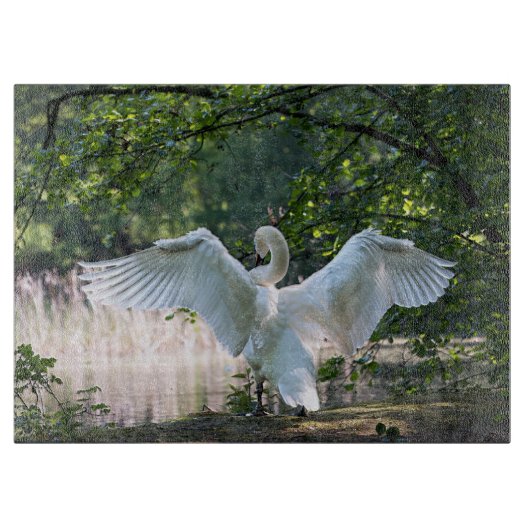 Swan met Wings Spread Snijplank (Voorkant)