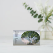 Swan met Wings Spread Visitekaartje (Staand voorkant)