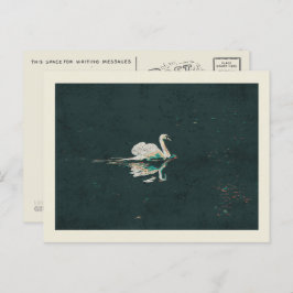 Swan op een meer briefkaart