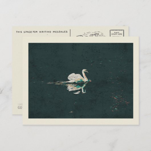 Swan op een meer briefkaart (Voorkant / Achterkant)
