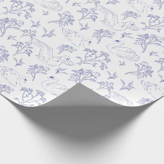 Swan op het meer van Elegant Classic Handgetekend  Cadeaupapier (Hoek)