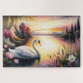 Swan op het meer van Jigzaag Puzzle Legpuzzel (Horizontaal)