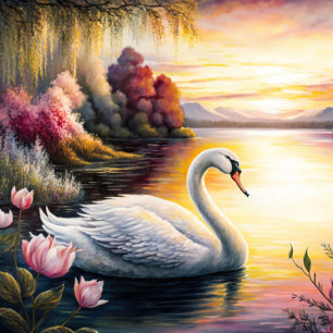 Swan op het meer van Jigzaag Puzzle Legpuzzel